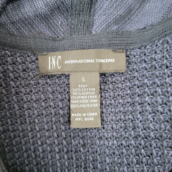 INC International Concepts Asymmetrical Zip Front Blue Sweater - Picture 6 of 10